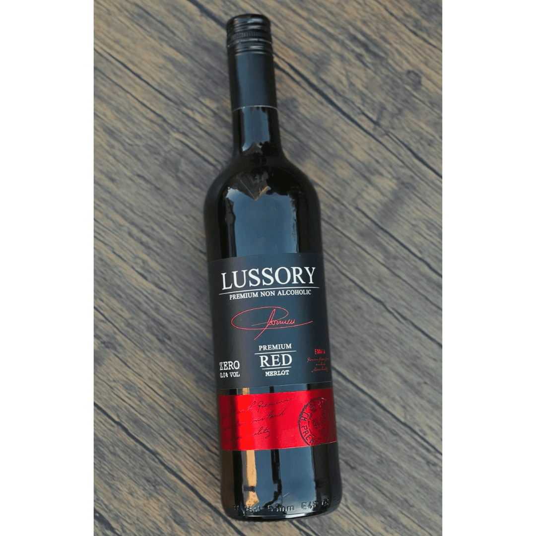 Lussory Premium Merlot Alcohol Removed 0.0% Dealcoholized Red Alternative  From Spain, Low Calories, Low Sugar, Halal Certified (750ml, 1 Bottle)