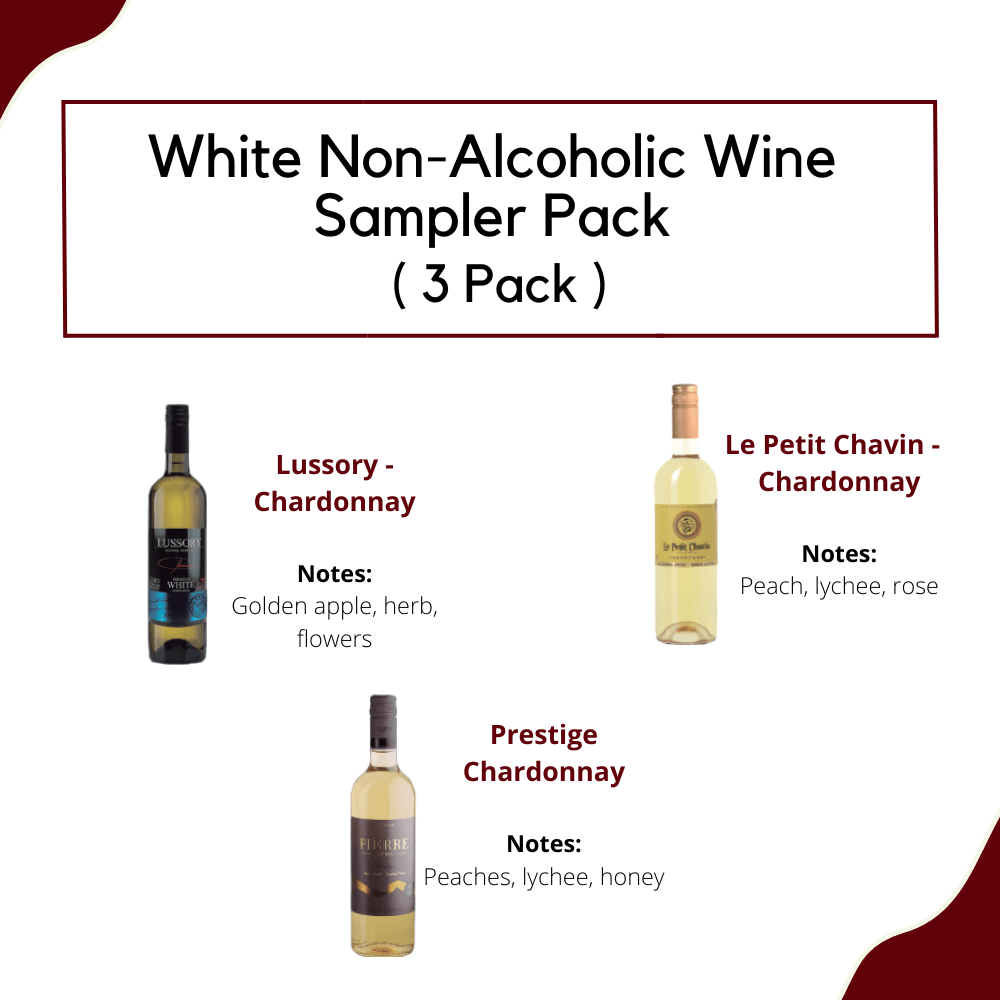 White Non-alcoholic Wine Sampler Pack (3-Bottles) - Halal Wine Cellar